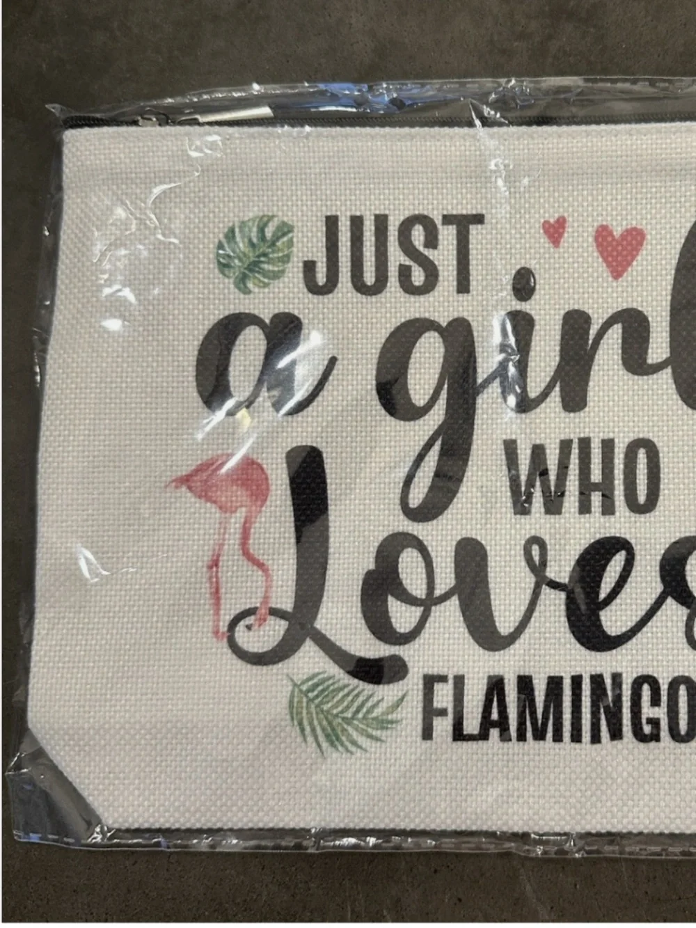 Just A Girl Who Loves Flamingos Makeup Bag Cosmetic Toiletry Pouch NEW!!